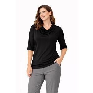 NWT Premise Black Cowl Neck Blouse L